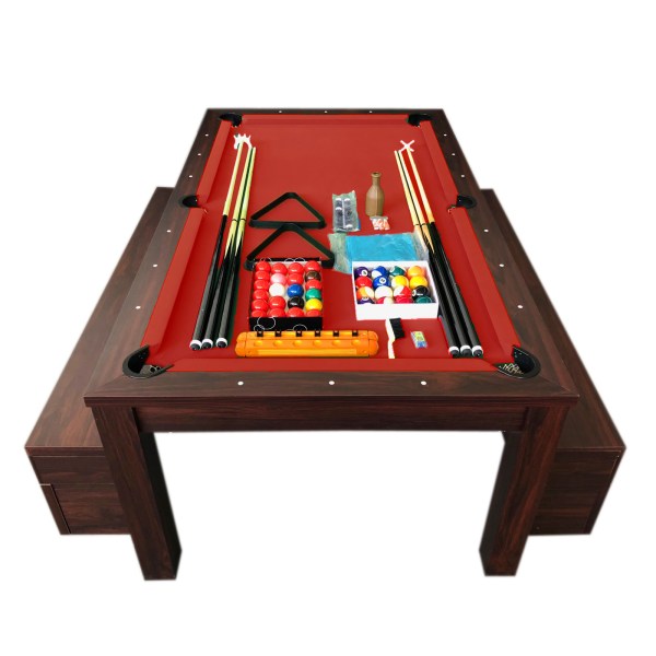 Billiard Table 7 FT red convertible into a Table with Benches – Etna