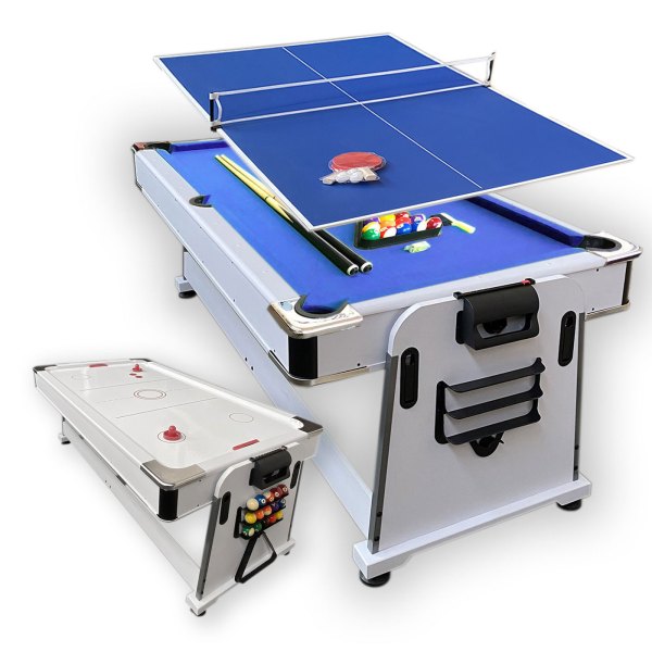 Pool Table 7FT Multigame Blue Air Hockey + Table Tennis + Top – Freeze