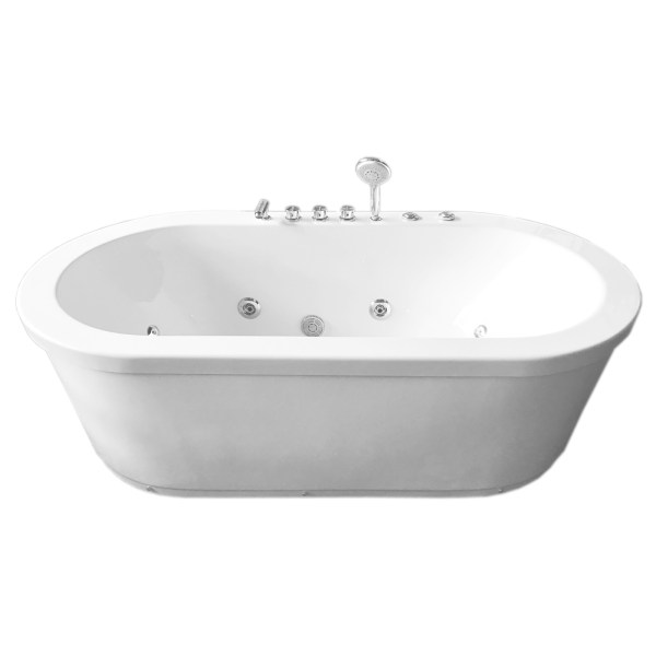 Freestanding Whirlpool Tub 73 X 37 white double pump – Perlie