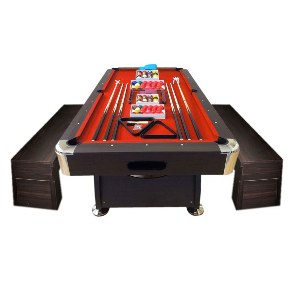 Pool Table 8FT red Full Accessories with Benches – Viper Red