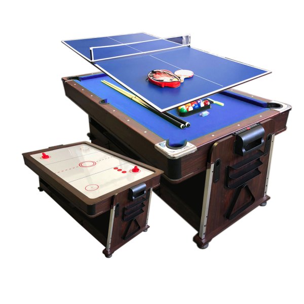 Pool Table 7FT Multigame Blue Air Hockey + Table Tennis + Top – Wasp