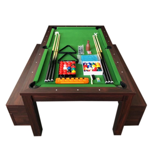 Billiard Table 7 FT green convertible into a Table with Benches – Zefiro